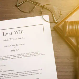 Last Will and Testament document on the desk